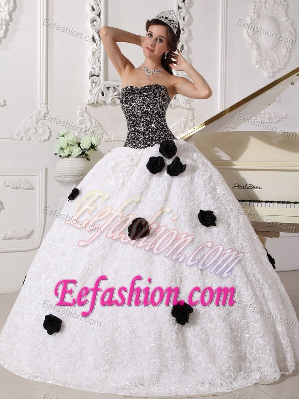 Magnificent White and Black Dress for Quinceaneras