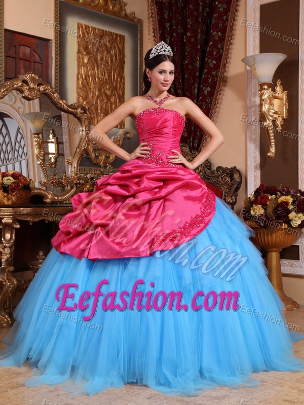 Popular Red and Blue Ruched and Beaded Lace-up Quinceanera Gowns for Fall