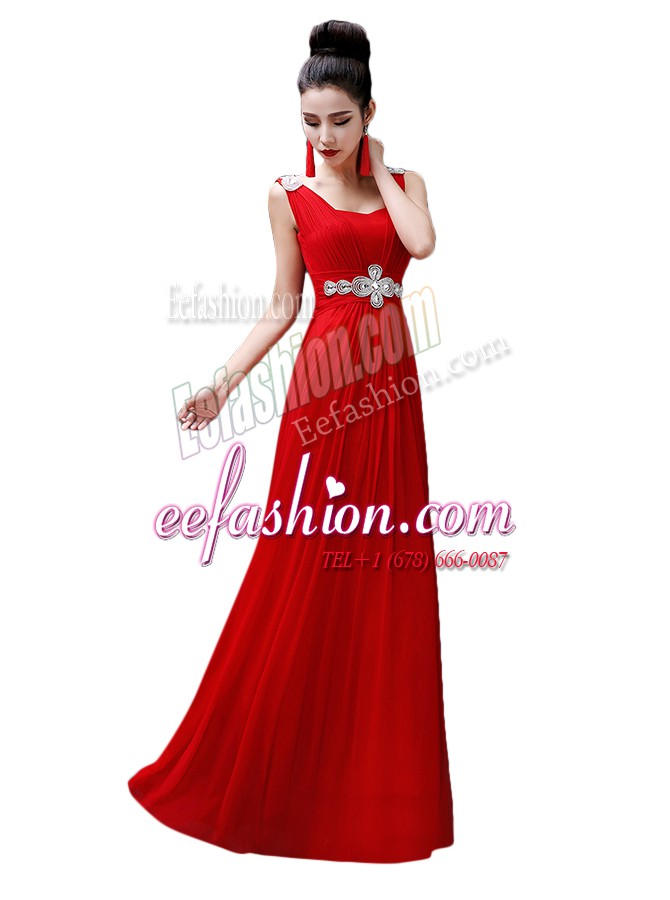 Fancy Sleeveless Zipper Floor Length Beading Prom Gown