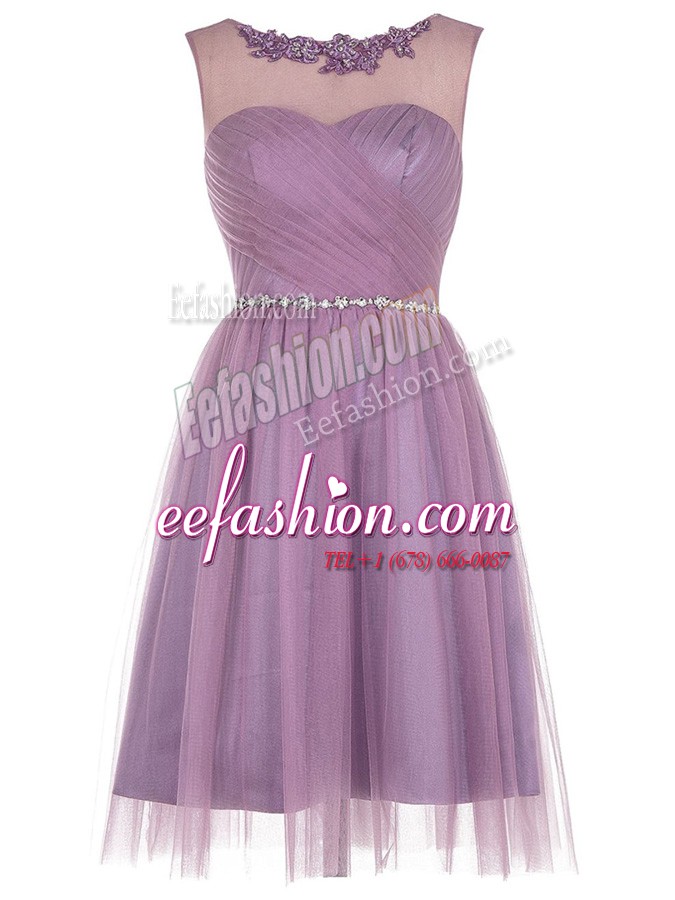  Scoop Knee Length Column/Sheath Sleeveless Lavender Dress for Prom Zipper