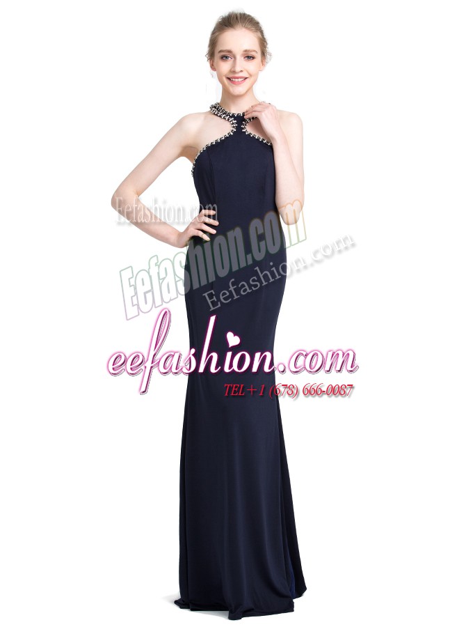 Dramatic Sleeveless Zipper Floor Length Beading Prom Dress