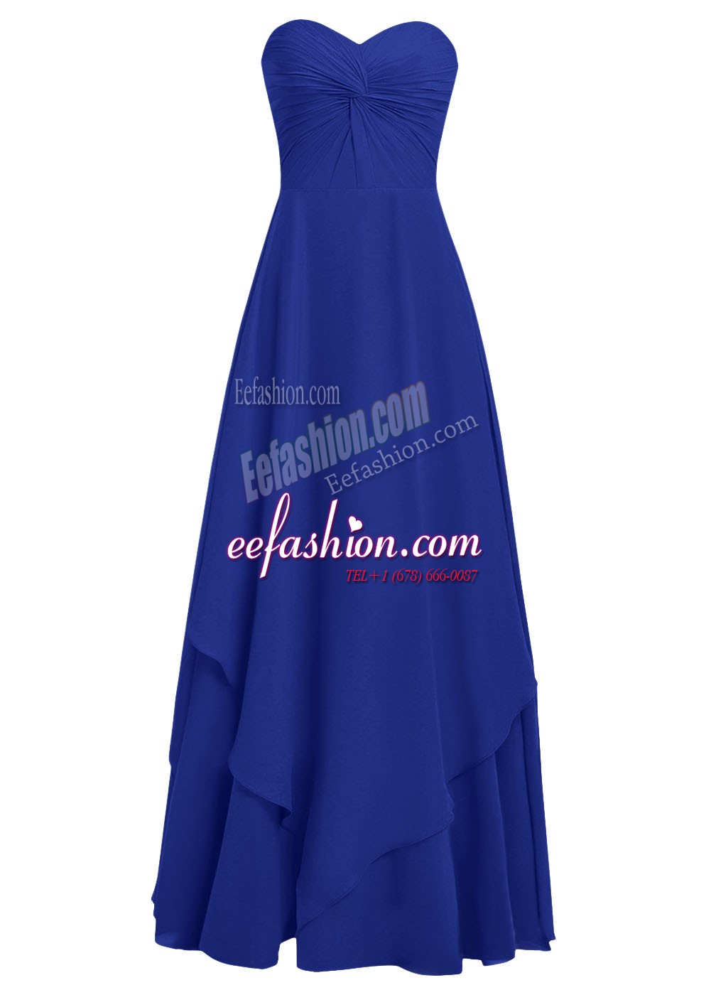  Royal Blue Zipper Prom Evening Gown Ruffles Sleeveless Floor Length