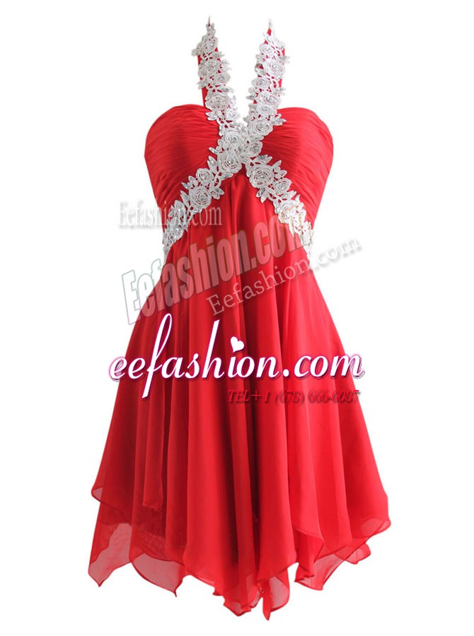 Most Popular Red Sweetheart Zipper Appliques Homecoming Dress Sleeveless