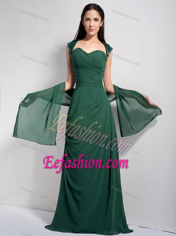 Chiffon Sweetheart Ruched Mother of the Bride Dresses with Brush Train