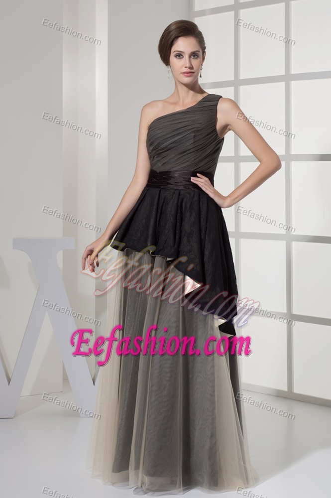 Single Shoulder Mother of the Bride Dresses with Ribbon and Ruching