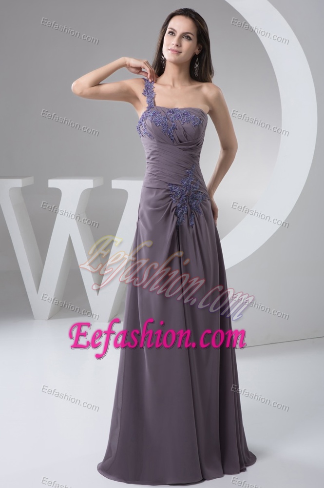 One Shoulder Empire Ruched Mother of the Bride Dresses with Appliques