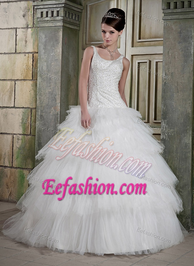 Ball Gown Scoop Brush Train Wedding Gown Dress on Promotion