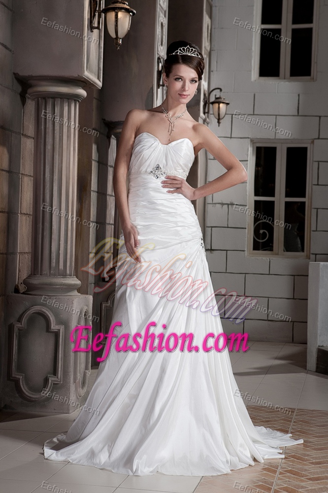 The Most Popular Sweetheart Summer Wedding Dresses with Beads and Ruches