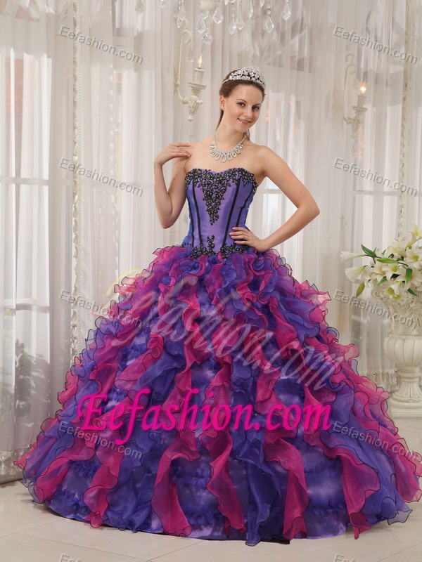 Ball Gown Sweetheart Organza Appliques Quinceanera Dresses in Multi-color