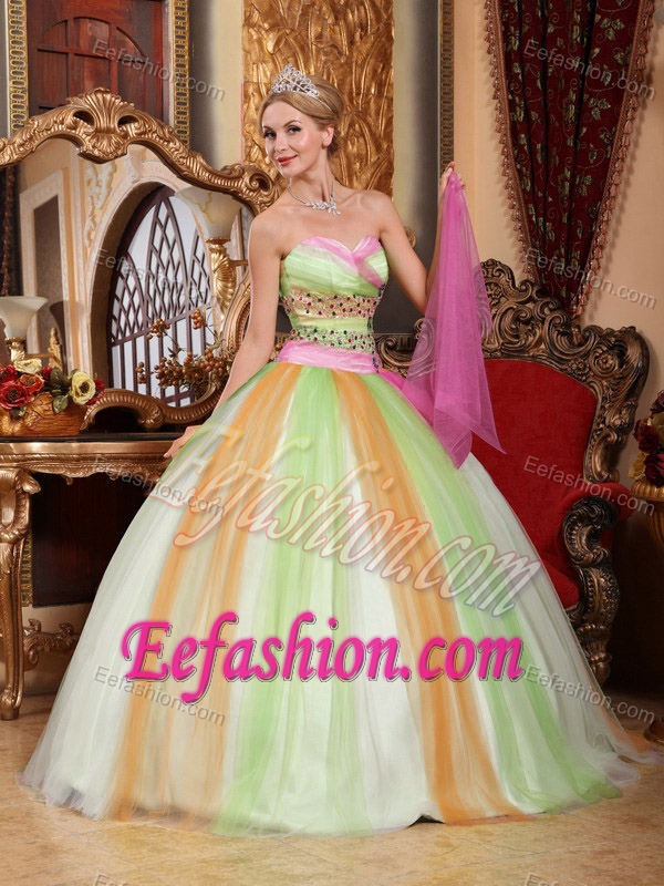Multi-color Ball Gown Sweetheart Beading Quinceanera Dresses like Rainbow