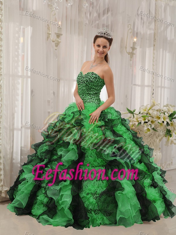 Special Sweetheart Beaded Lace-up Organza Quinceanera Gown in Multi-color