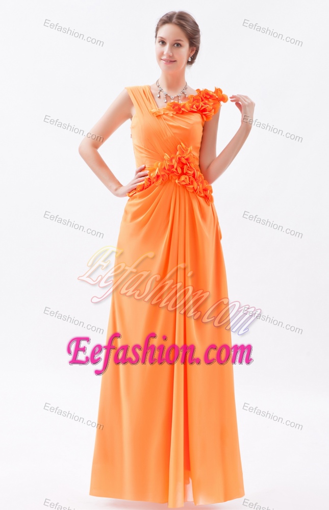 Sweet Sheath Asymmetrical Chiffon Long Prom Dresses in Orange