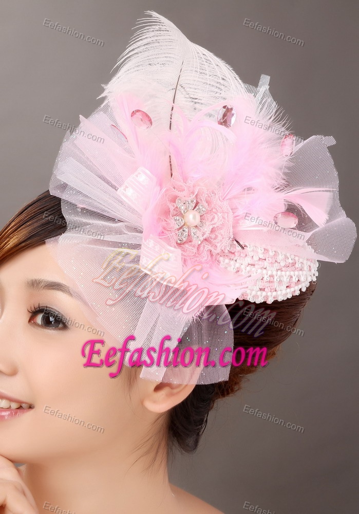 Sweet Tulle Feather Side Clamp Diamond Hairpins Birdcage Veils