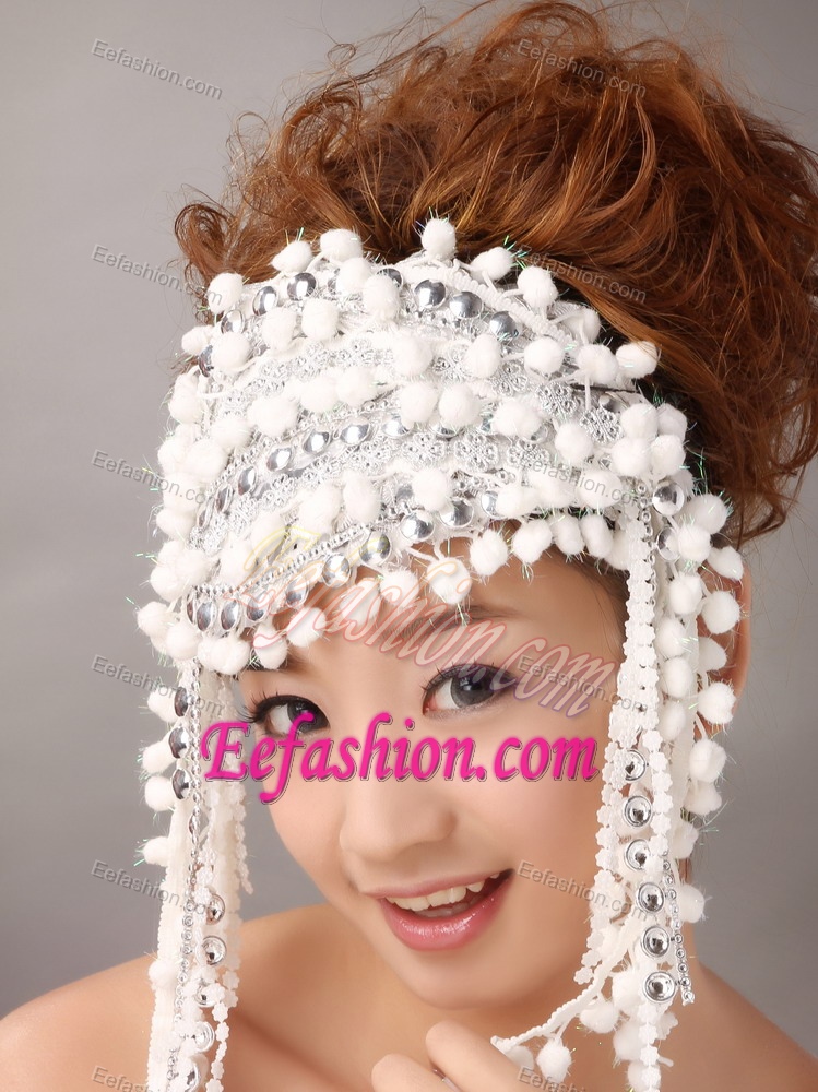 White Inexpensive Fascinator With Special Fabric