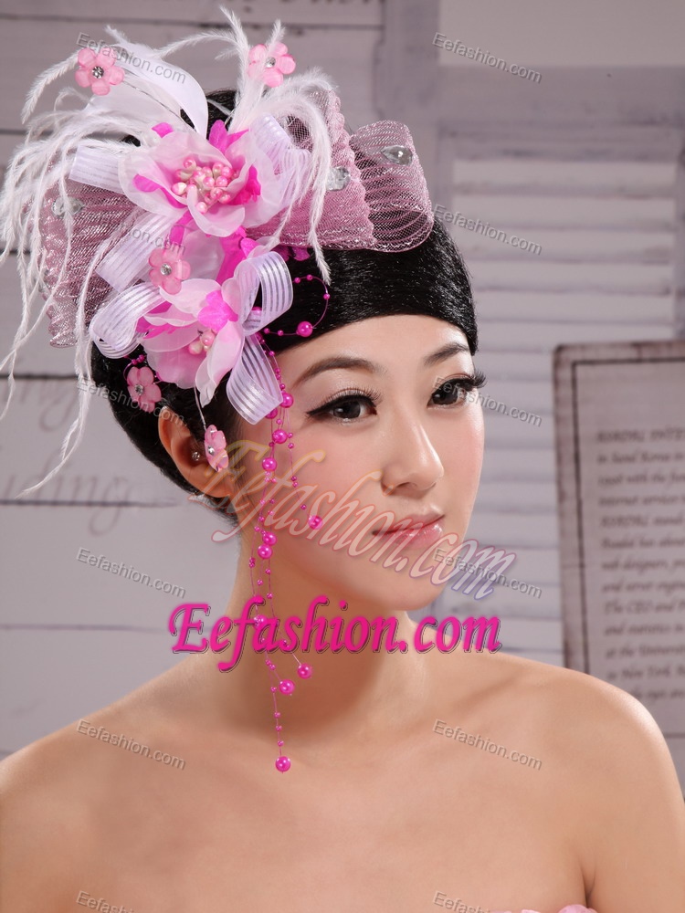 White Feather and Net Flowers With Beading New Arrival
