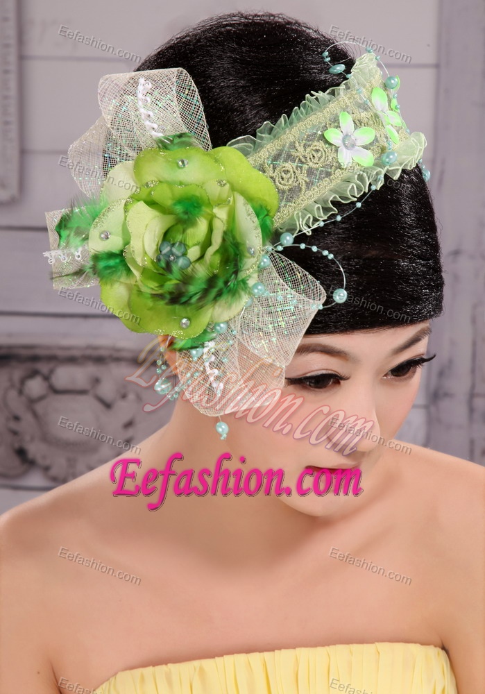 Green And Fresh Small Laurie Flowers Beading Fascinators For Party