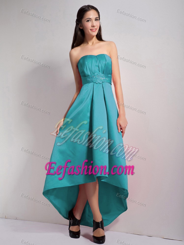 Lovely A-line Strapless High-low Prom Dress with Appliques on Wholesale Price