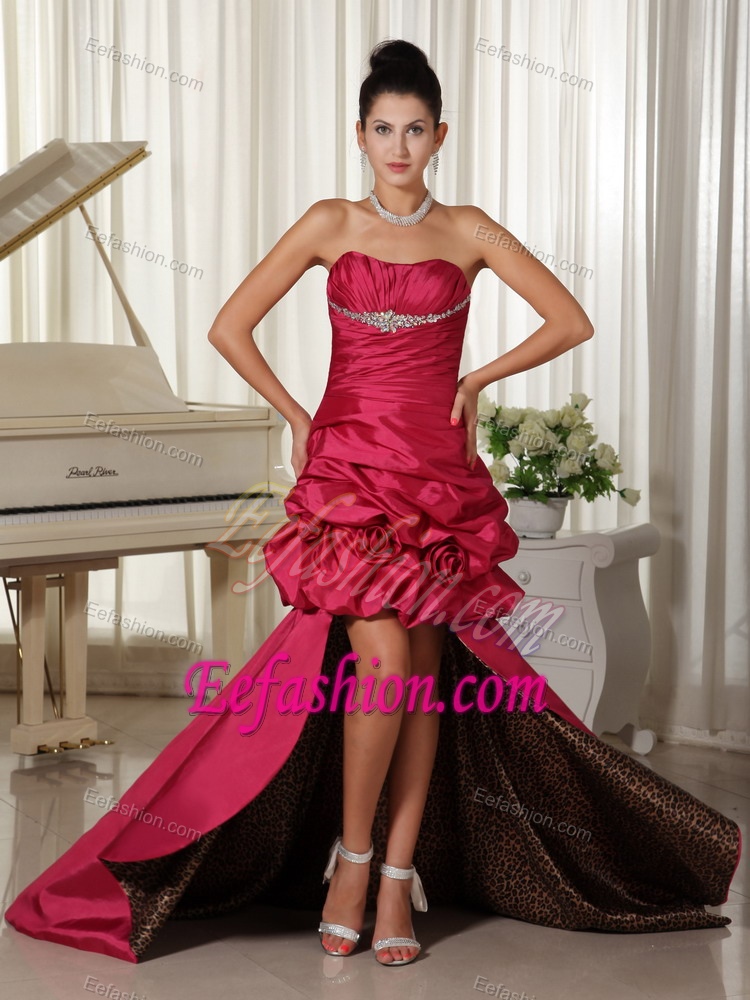 Perfect High-low Prom Dress Ruched and Beaded with Pick-ups for Cheap