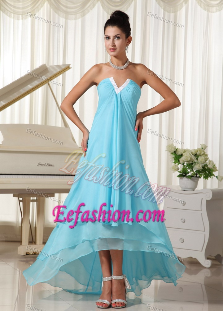 Lovely Chiffon and Baby Blue High-low 2013 Prom Homecoming Dress on Sale