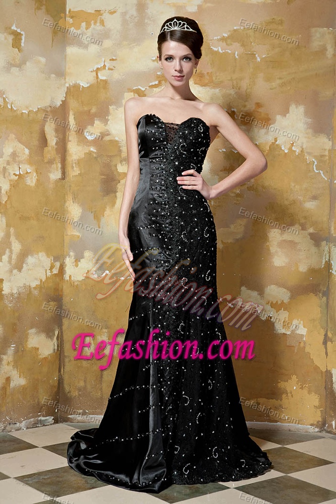Sweetheart Brush Black Sequins High Quality Holiday Dress Style