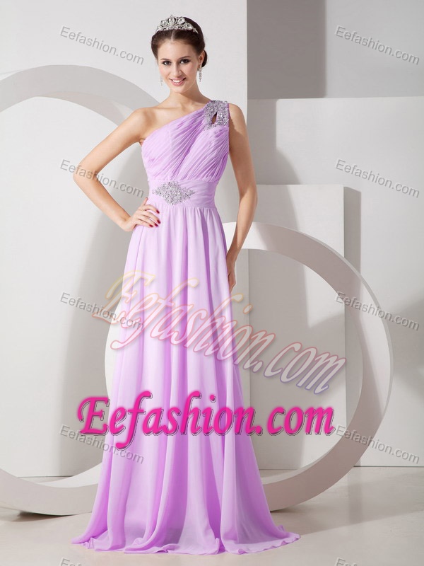 Memorable Lavender One Shoulder Chiffon Homecoming Dresses for Juniors