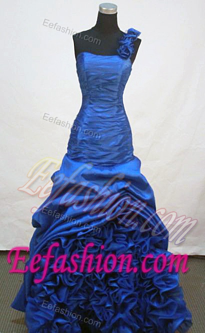 2013 Beautiful A-line One Shoulder Royal Blue Prom Dresses with Ruches