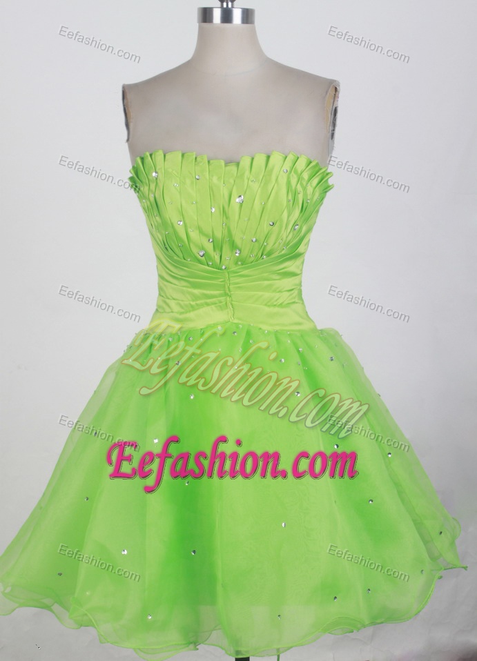 Popular A-line Sweetheart Knee-length High-low Beaded and Ruched Prom Dress