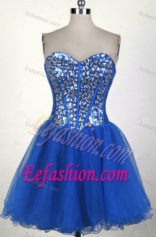 Sweet Short Sweetheart Mini-length Royal Blue Prom Dress with Beading in 2014
