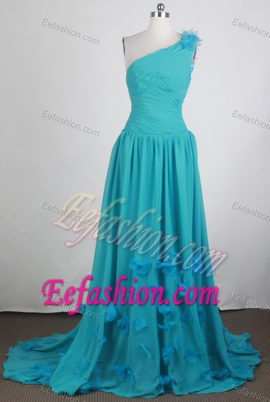 Perfect Empire One Shoulder Prom Dress with Brush Train on Wholesale Price