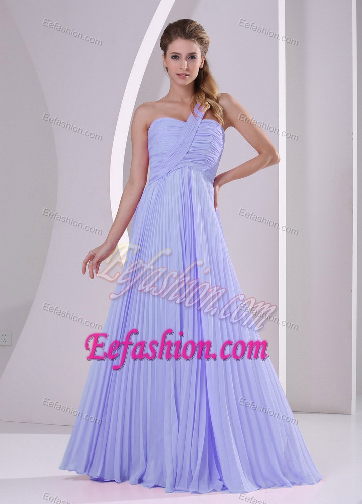Unique Lilac One Shoulder Side Zipper-up Military Dress for Prom with Pleats