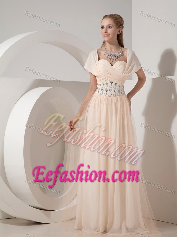 Classical Champagne Sweetheart Military Dresses for Party with Cap Sleeves