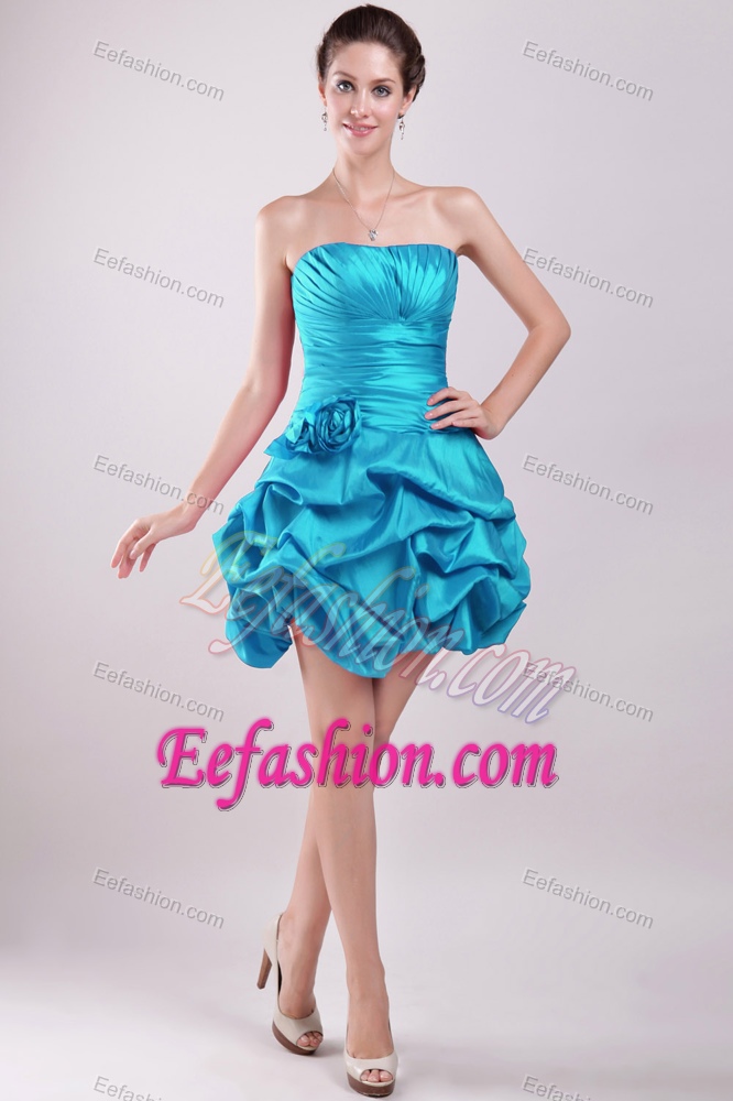 Baby Blue A-line Wonderful Military Dresses for Prom with Flowers
