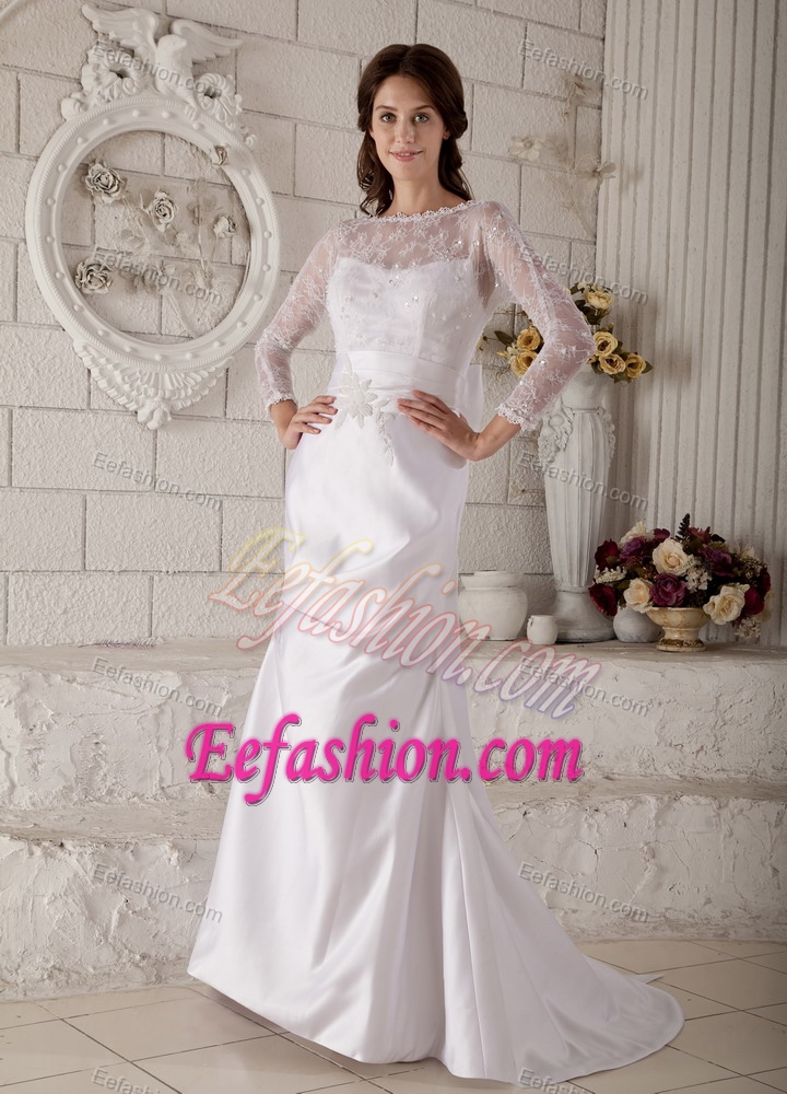 Remarkable Mermaid Bateau Bridal Dress and Lace with Appliques