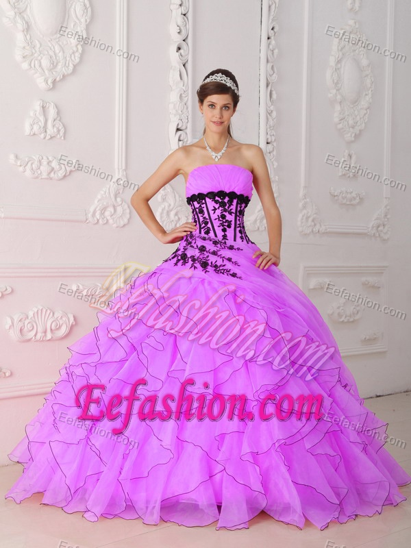 Good Quality Strapless Sweet Sixteen Quince Dresses with Appliques and Ruffles