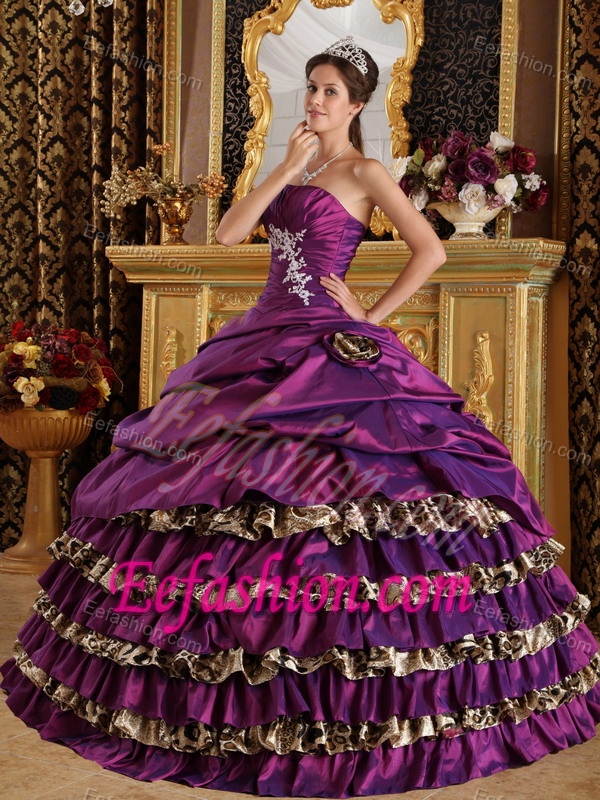 New Style One Shoulder Sweet 15 Dresses in Purple with Ruffle and Appliques