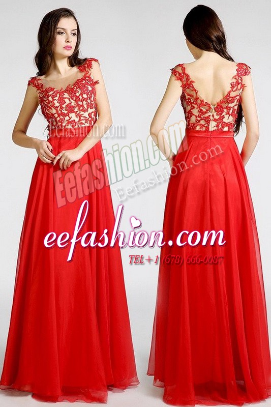 Vintage Sleeveless Beading and Appliques Zipper Prom Gown