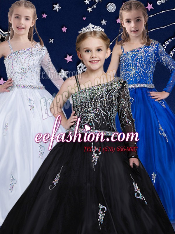 Beautiful Sleeveless Floor Length Beading Zipper Winning Pageant Gowns with Black