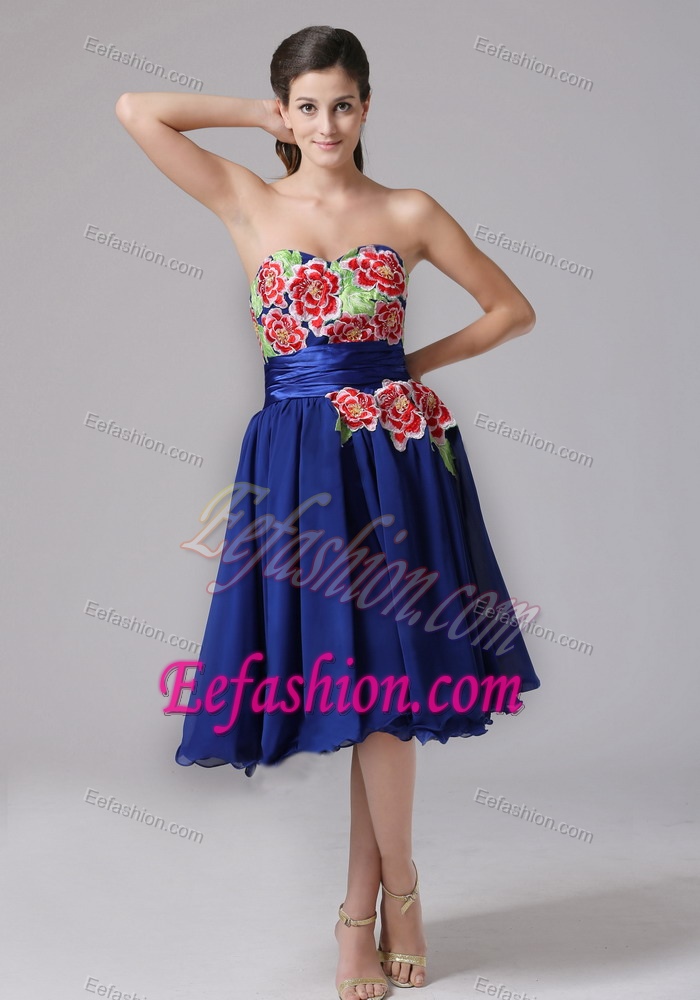 Blue Strapless Appliqued Prom Dress for Party Best Seller Nowadays