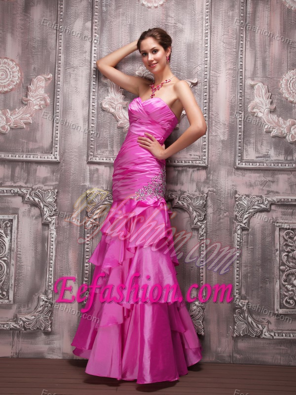 Hot Pink Sweetheart Birthday Party Dress in with Beading