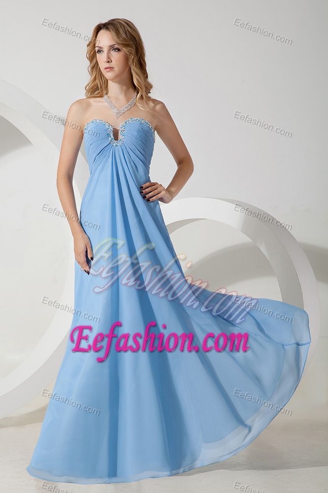 2014 Sweetheart Beading Maternity Bridesmaid Dress with Ruches in Baby Blue