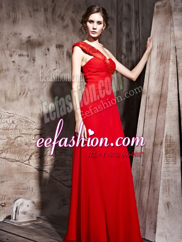 Suitable Red Sweetheart Neckline Beading Dress for Prom Sleeveless Side Zipper