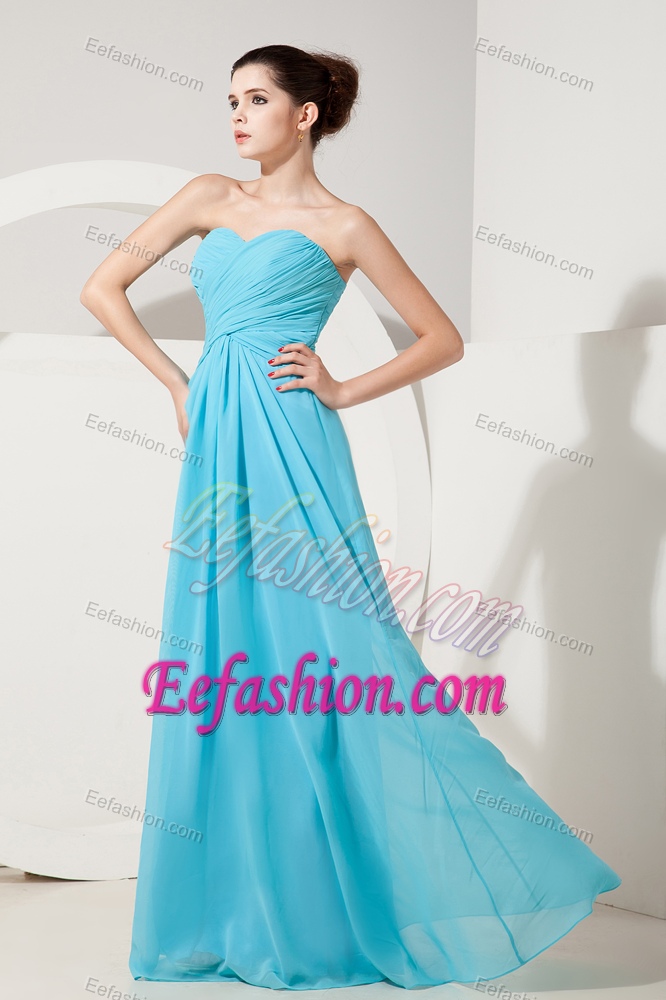 Sweet Sweetheart Ruched Baby Blue Summer Dress for Prom in Long