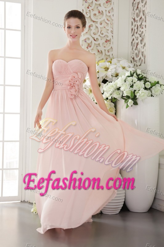 Sweetheart Long Chiffon Fashionable Prom Evening Dresses in Pink