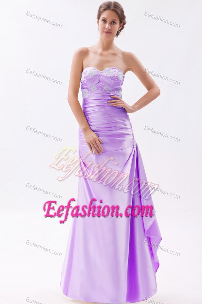 Sweetheart Prom Outfits with Appliques and Beading in Lavender