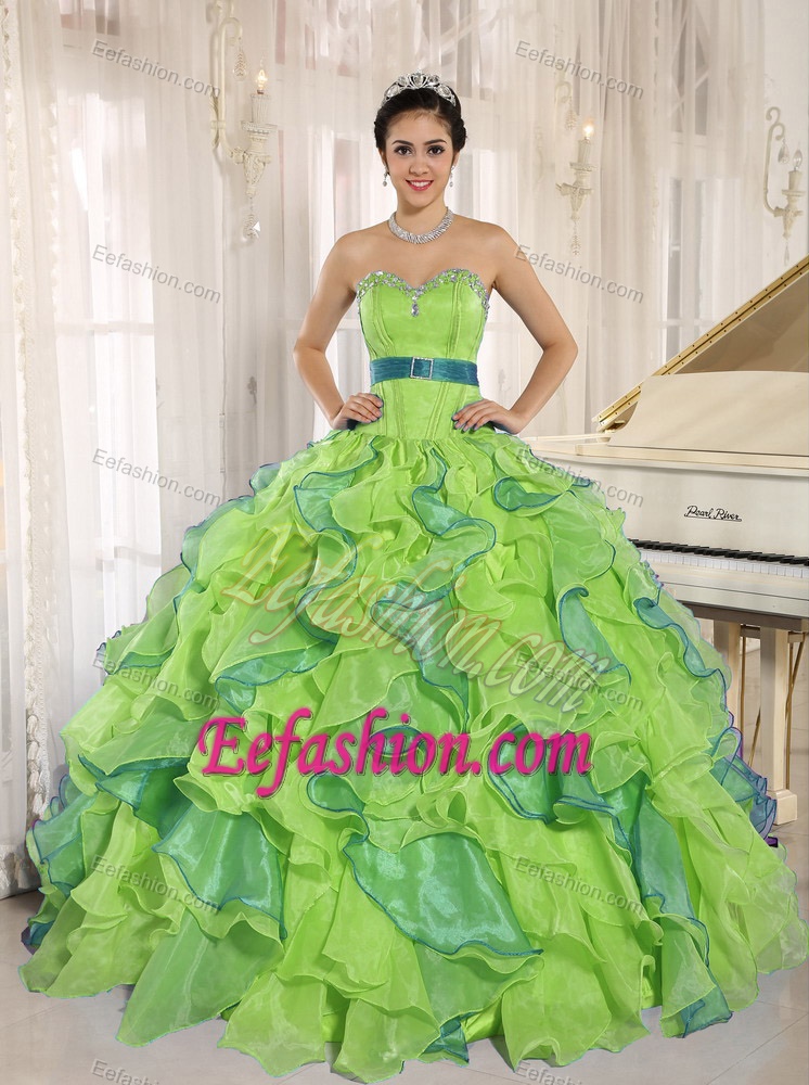 Attractive Multi-color Sweetheart Quinceanera Gowns with Ruffles and Appliques