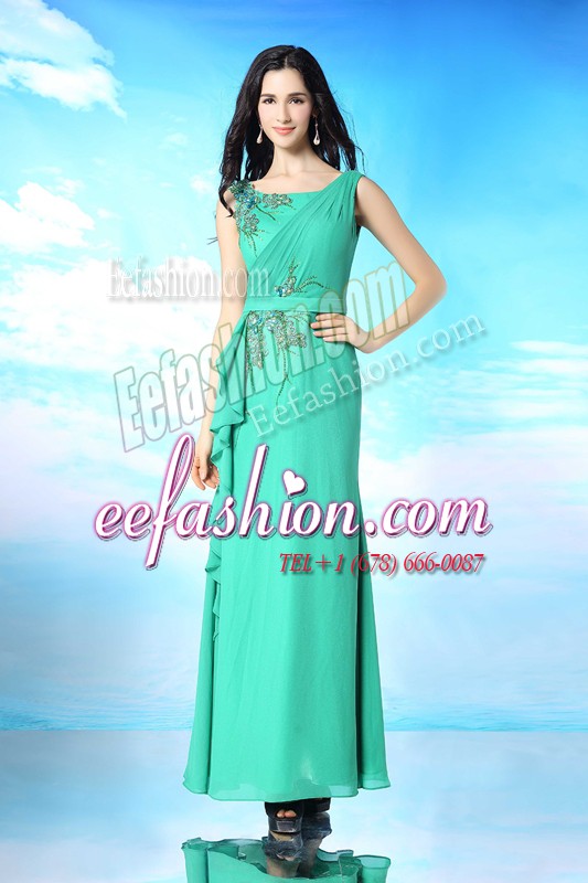 Charming Sleeveless Zipper Floor Length Beading and Appliques Prom Evening Gown
