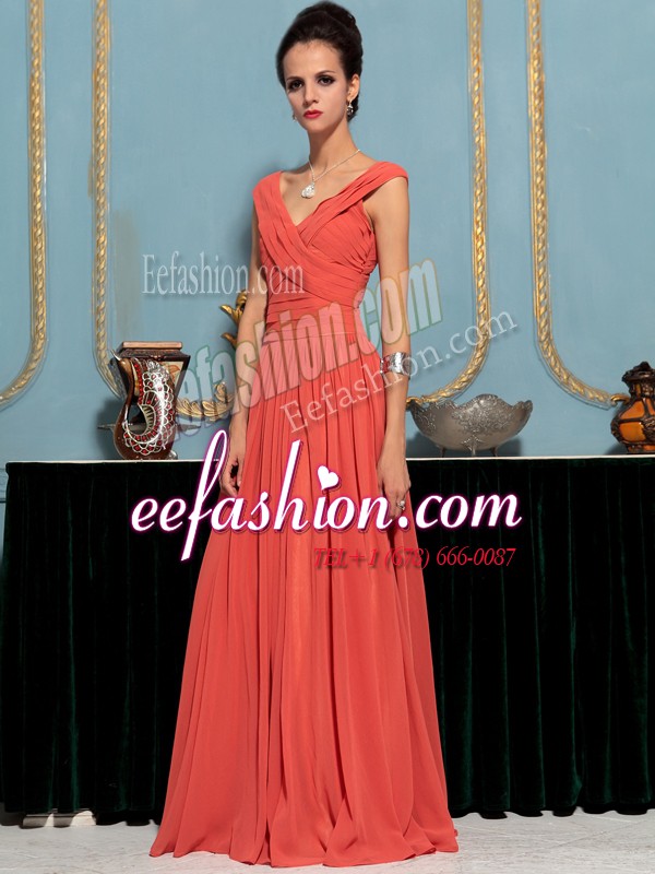  One Shoulder Sleeveless Floor Length Ruffles Side Zipper Mother Of The Bride Dress with Red