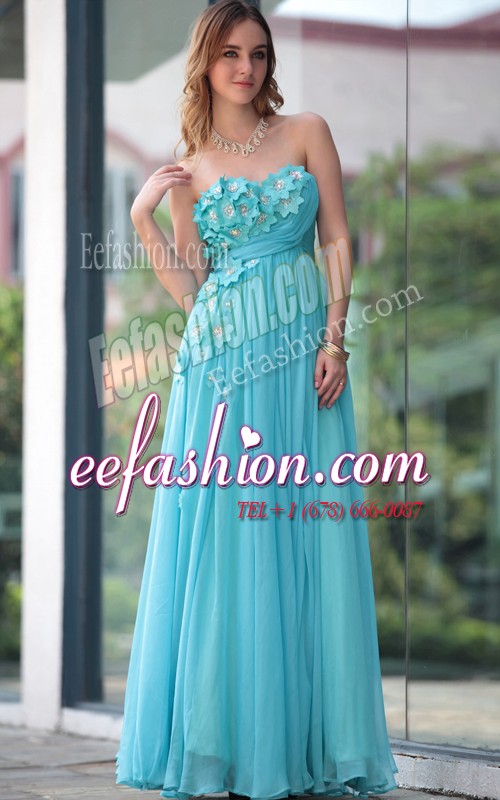  Sleeveless Beading and Hand Made Flower Zipper Prom Gown