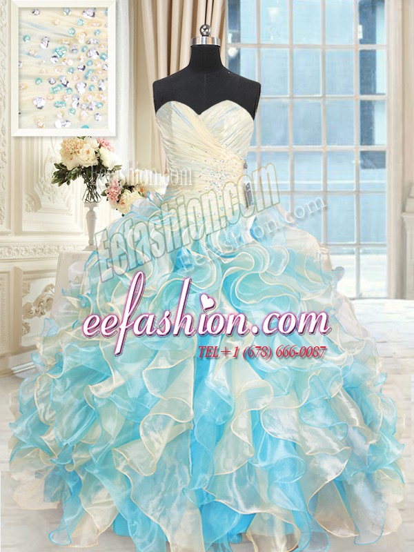 Trendy Floor Length Multi-color Ball Gown Prom Dress Sweetheart Sleeveless Lace Up