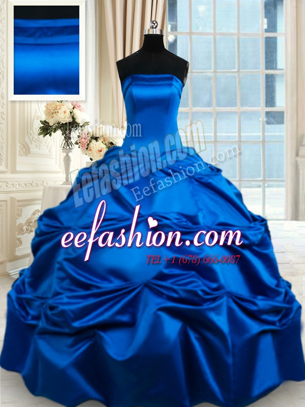  Pick Ups Quinceanera Dress Royal Blue Lace Up Sleeveless Floor Length